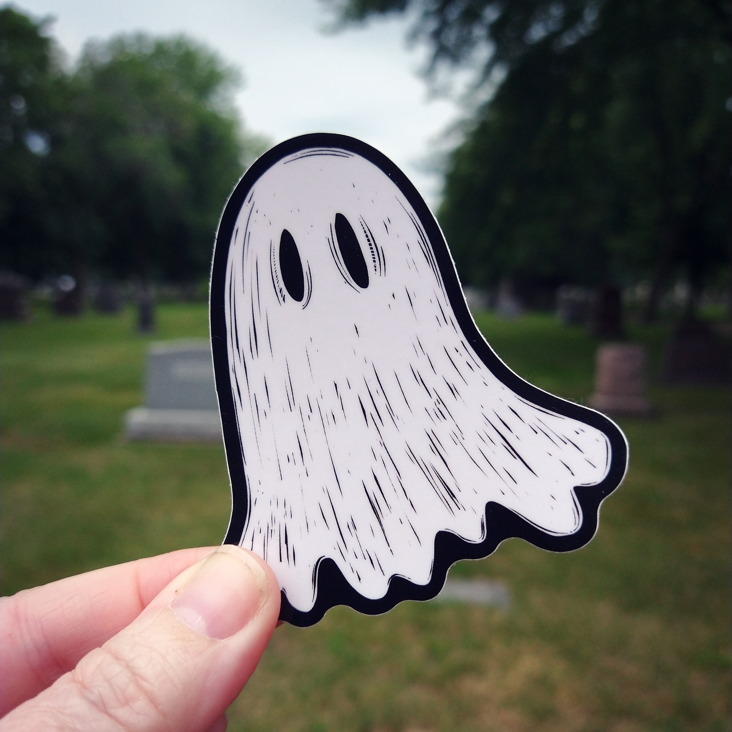 Woodcut Ghost | Sticker