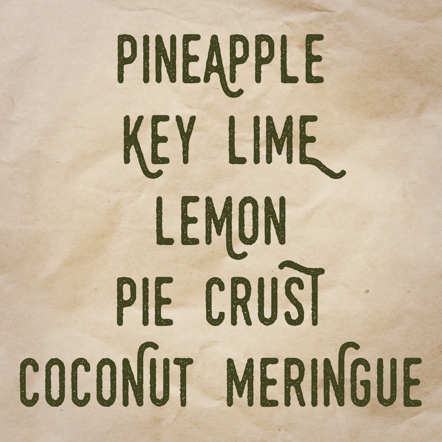 Ectoplasm scent notes: Pineapple, Key lime, lemon, pie crust, and coconut meringue.