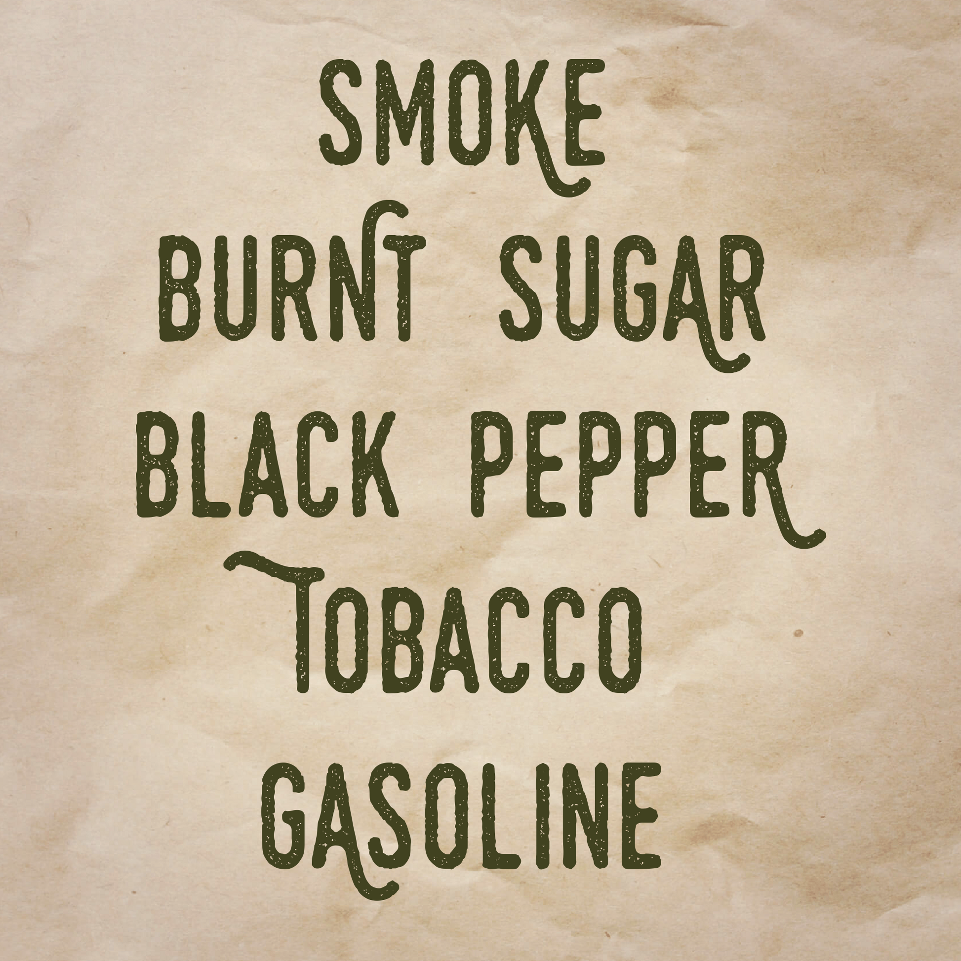 Crime Brûlée scent notes: Smoke, burnt sugar, black pepper, tobacco, and gasoline.