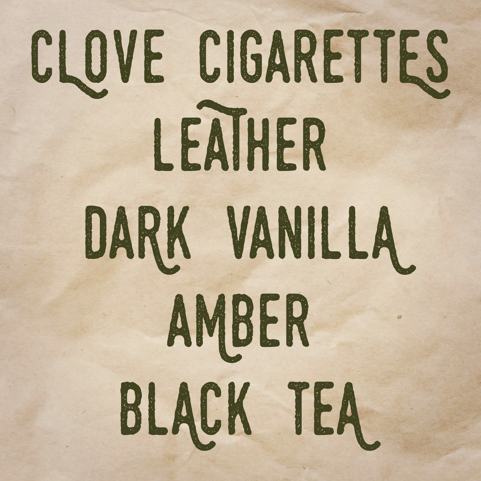 Granny Boots scent notes: Clove cigarettes, leather, dark vanilla, amber, and black tea.