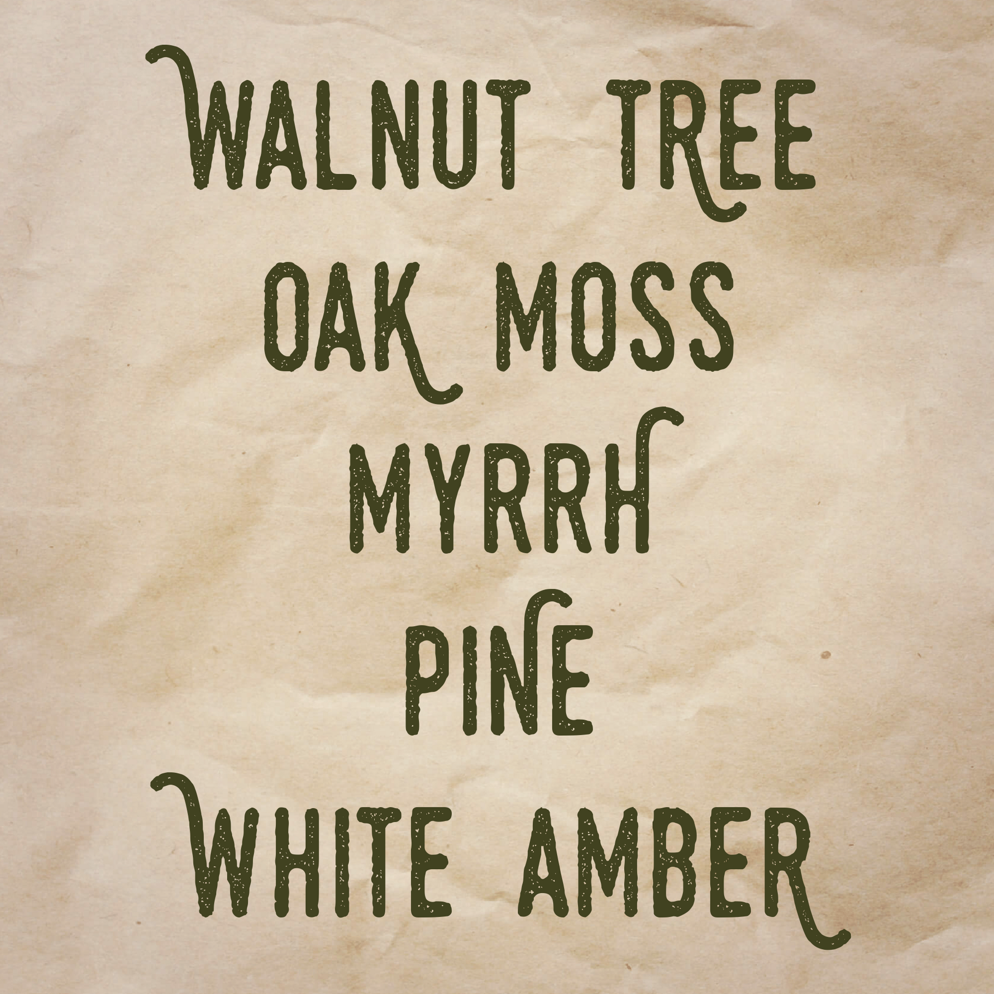 House of Usher scent notes: Walnut tree, oak moss, myrrh, pine, and white amber. 